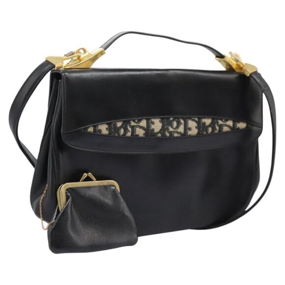Dior Handbags - Christian Dior Trotter Canvas Hand Bag Leather 2way Black Auth BA227